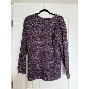 Jimmy Garcia VTG Purple Multi Speckled Knit Sweater Women's M Crewneck 90s